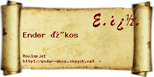 Ender Ákos névjegykártya